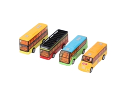 Dan26-4pcs Juguete De Autobús Para Niños Con Puertas Apertura Vehículos De Tracción Atrás Modelo Simulación Regalo Educativo 3.54in