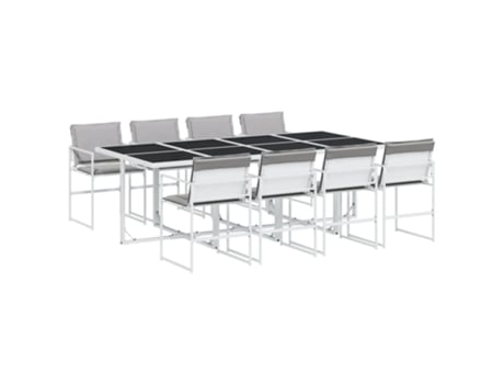 Conjunto 9 de comedor de jardín VIDAXL con cojines textilene blanco