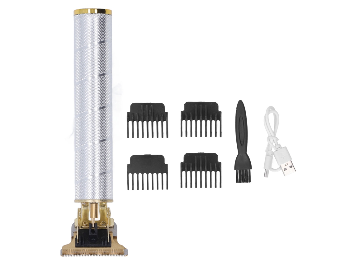 Set De Cortadora De Pelo Profesional Usb Recargable Cortapelos Eléctrico Para Hombres Diy Barbería Casa Hilo Plata