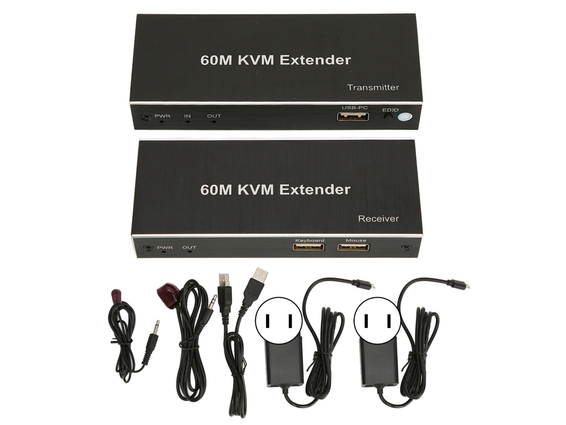 Extensor Kvm 60m Com Interface Multimídia Hd Usb 1080p 60hz Para Tv Dvd Pc 100‑240v