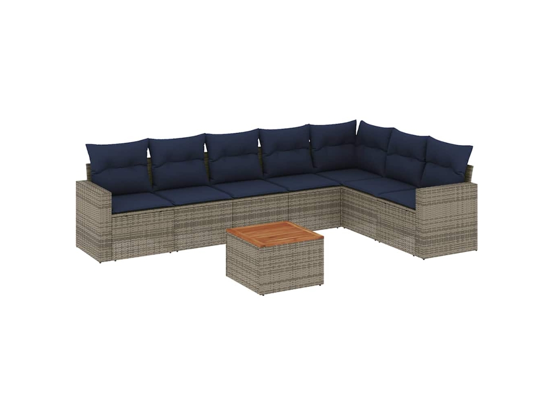 Maison Exclusive - Set De Sofás De Jardín 8 Pzas Con Cojines Ratán Sintético Gris