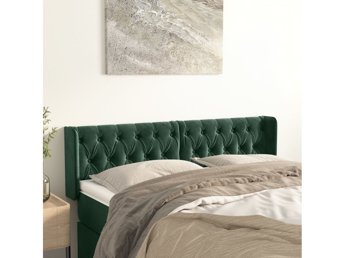 Cabecerocabecero De Camapanel De Cabecera De Terciopelo Verde Oscuro 163x16x78/88 Cm
