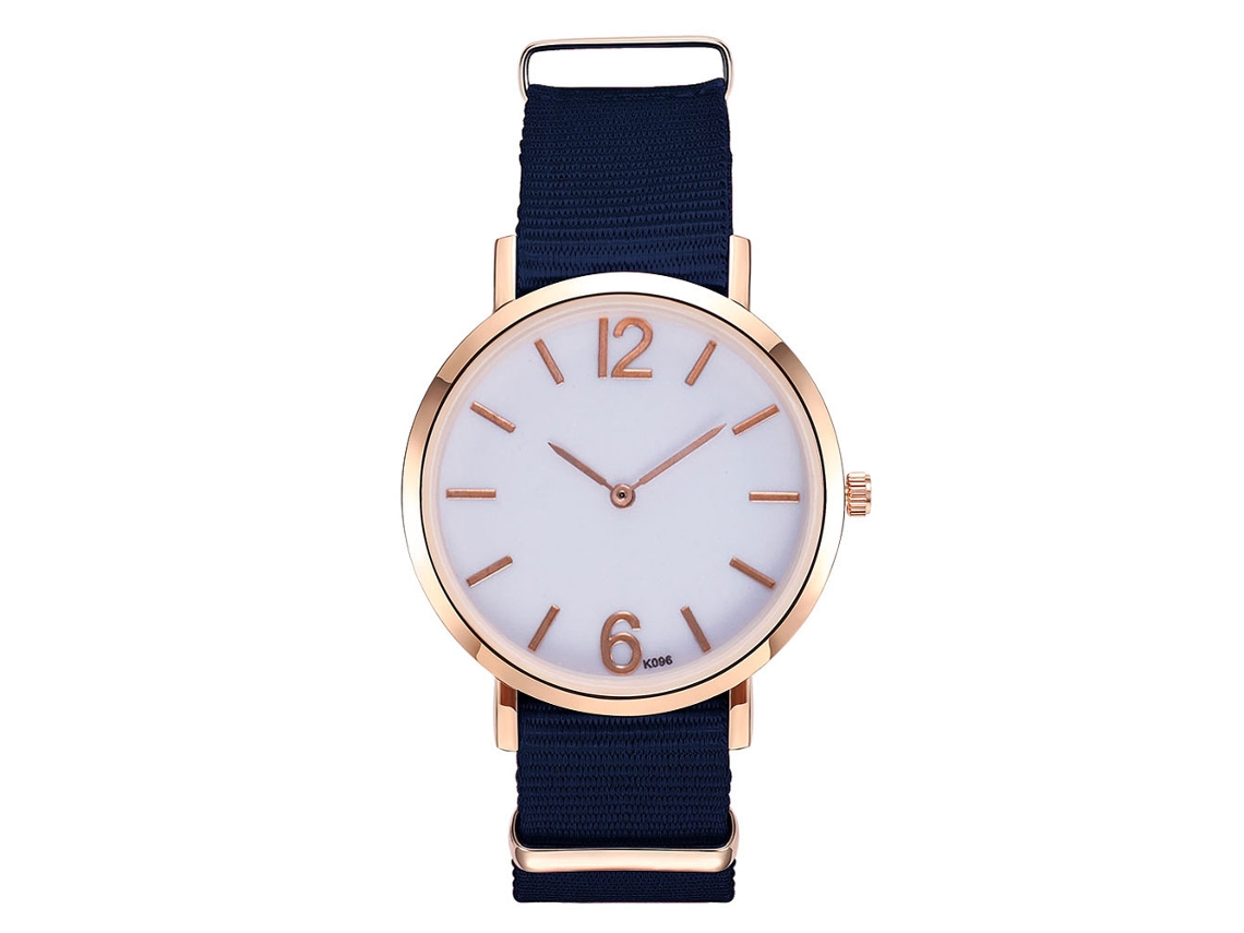 Reloj De Pulsera Unisex De Cuarzo Zhoulianfa Con Correa De Nailon Azul Marino.