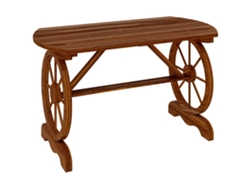 VPMKP - Outsunny mesa de jardín de madera 120x63x70 cm, patas con ruedas, orificio para sombrilla, listones, carga 50 kg, carbonizada