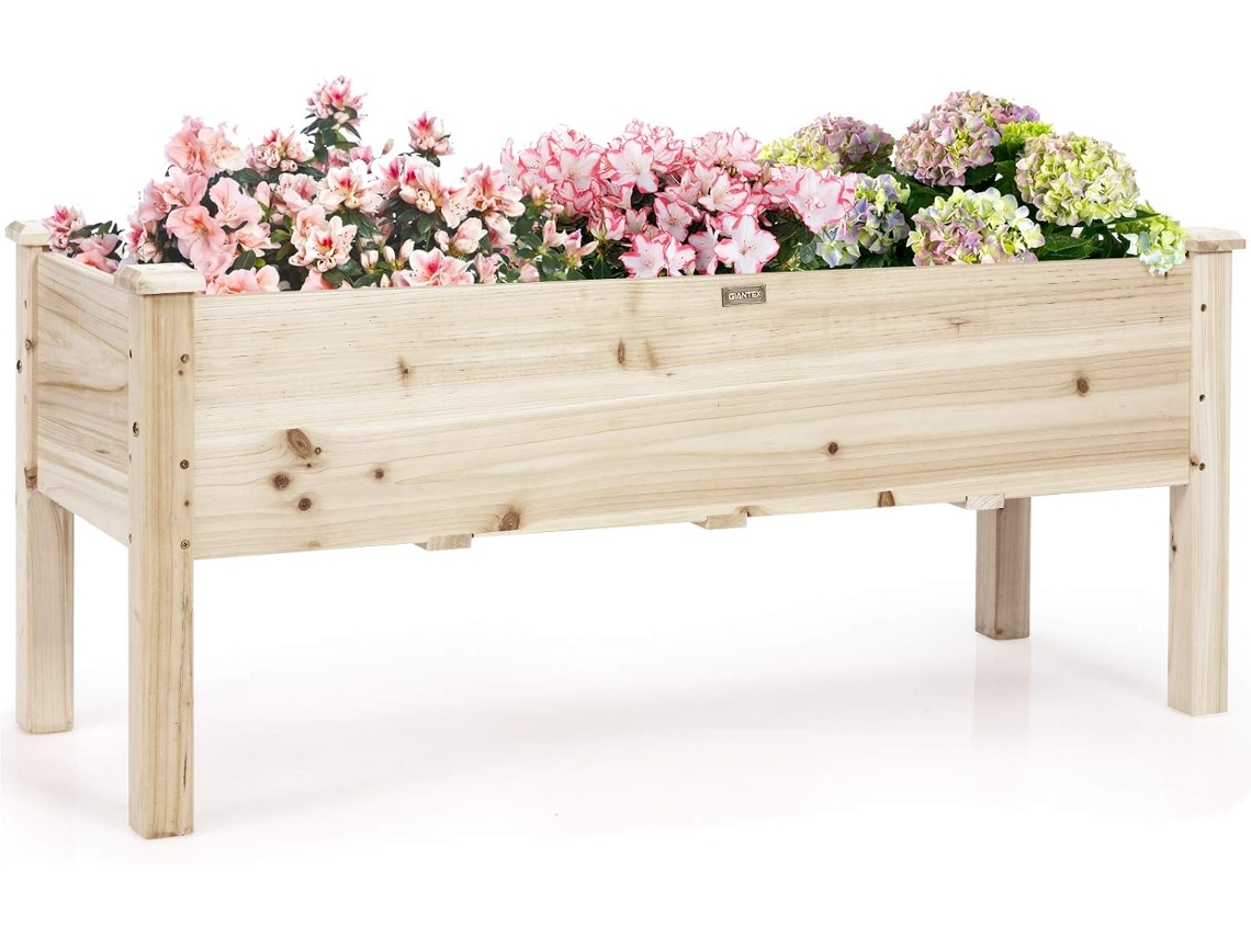 Maceta Elevada de Madera de Abeto Jardinera de Suelo Elevada para Plantas Flores Cama para Cultivo Jardín 120 x 43,5 x 51 cm COSTWAY