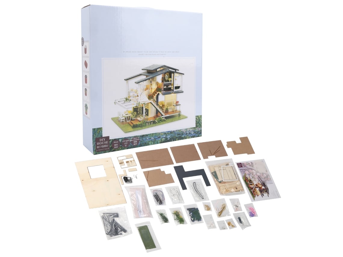 Casinha De Bonecas Miniatura Diy Jardim Romântico Madeira 3d Móveis Presente