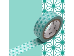 Cinta adhesiva decorativa estrellas Asanoha - Verde - 1,5 cmx7 m
