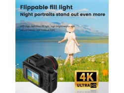 Cámara digital retro MDUG CCD para mujer, estilo réflex clásico, zoom largo, alta definición (negra + tarjeta de 8 GB)