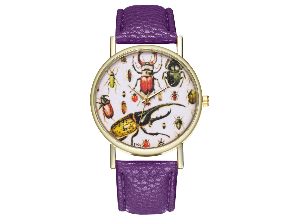 Reloj Analógico De Cuarzo Zhoulianfa Con Correa De Cuero Pu Para Hombre Y Mujer (morado)
