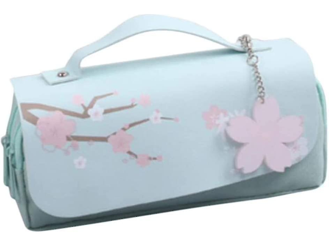 Estuche estético, estuche, bolsa sencilla y hermosa con un diseño elegante en azul marino y beige.