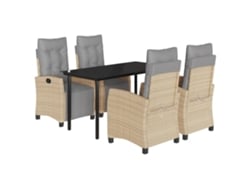Conjunto 5 comedor de jardín VIDAXL con cojines ratán sintético beige