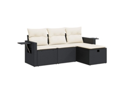 Conjunto de 4 sofás de jardín con cojines, mimbre, negro, MAISON EXCLUSIVE (4 piezas)