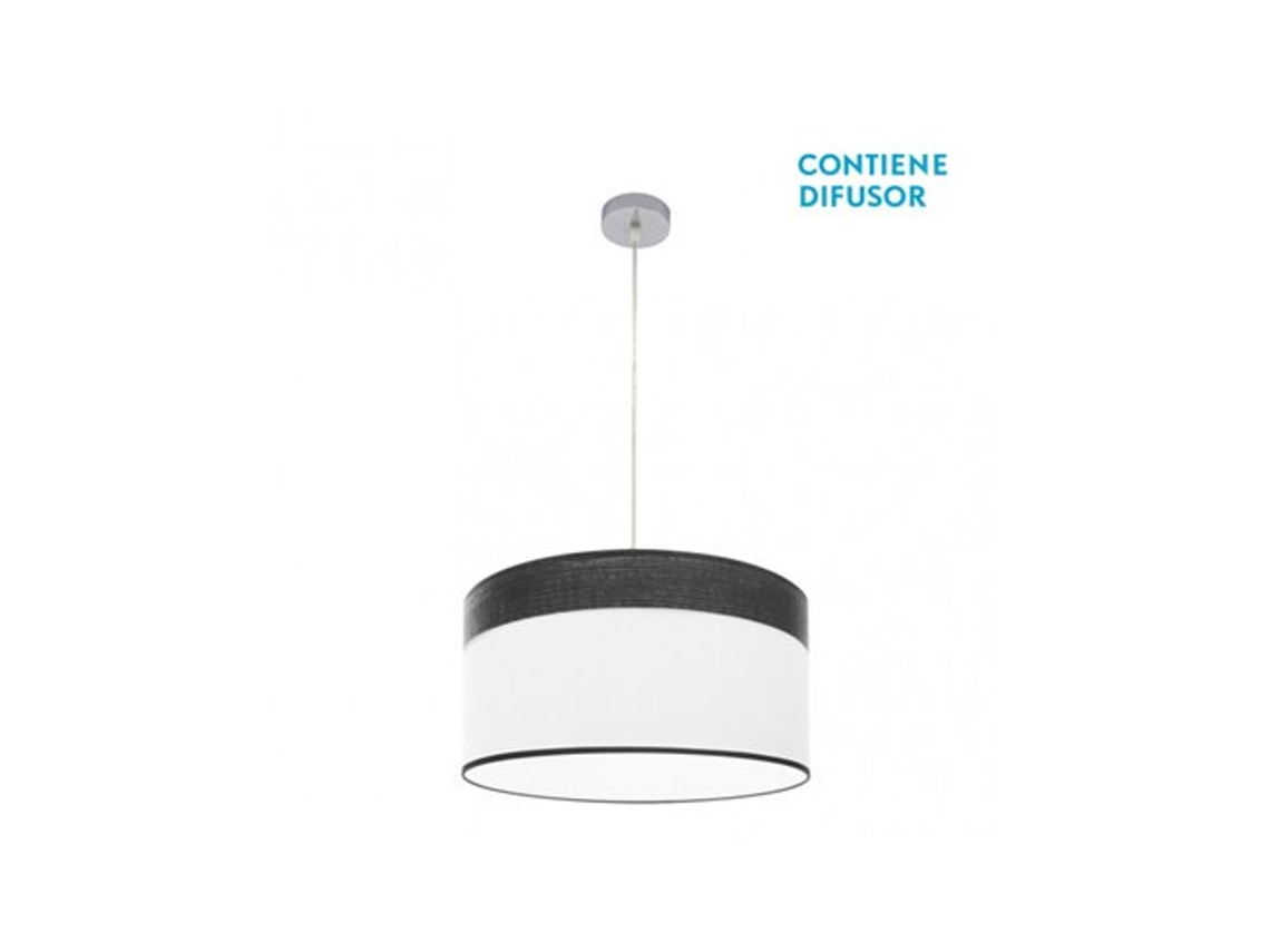 Lámpara colgante Cloe 2x27 cm Cromo/madera Blanco Negro Regx50x50 cm Fabrilamp
