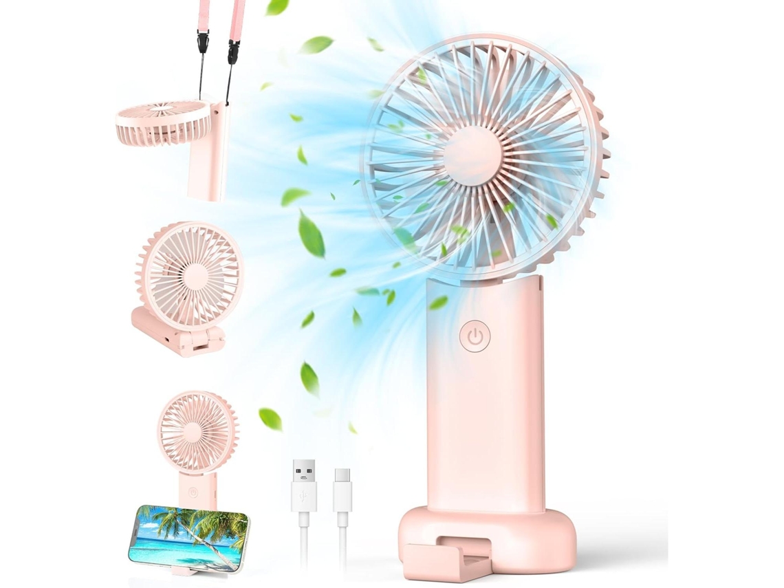 Mini Ventilador Usb Recargable (morado), 3 Velocidades Ajustables, Ventilador De Escritorio Plegable
