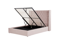 Cama con almacenaje BELIANI Lubbon de Terciopelo Plateado 170x217x144
