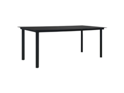 vidaXL Mesa de comedor de jardín acero y vidrio negra 190x90x74 cm