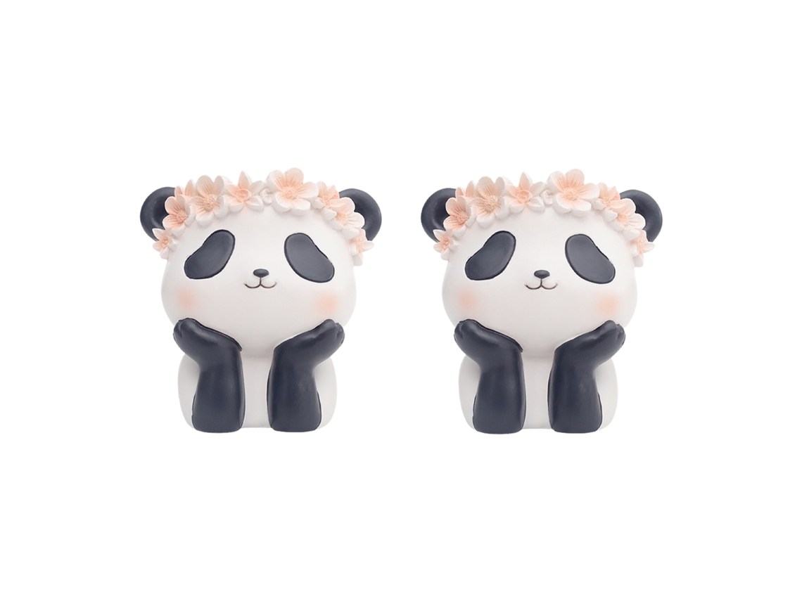 2 macetas con forma de panda de dibujos animados para plantas suculentas