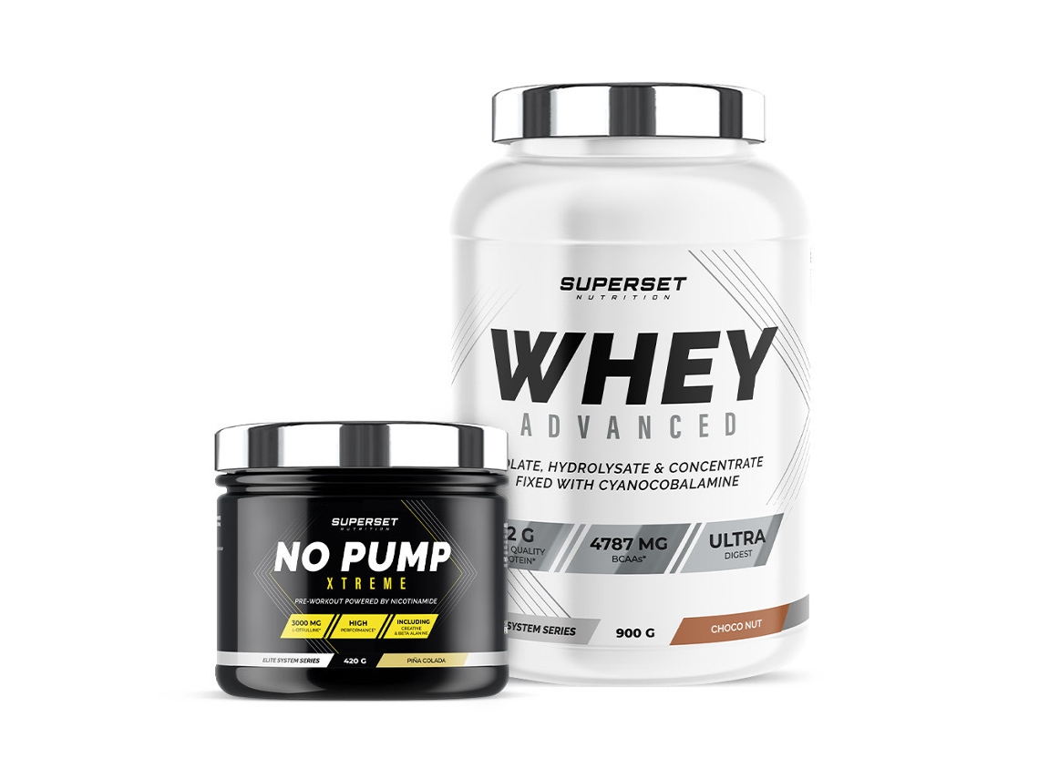 Programa de Fitness Energético 100 Whey Protein Advanced 900g Choco Nut Sin Bomba Xtreme Pinha Colada Superset Nutrition