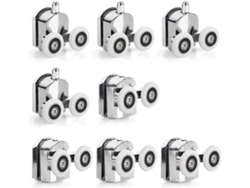 Ruedas para mampara de ducha de aleación de zinc, diámetro 23 mm, con tornillos y antichoque, 4 superiores y 4 inferiores.