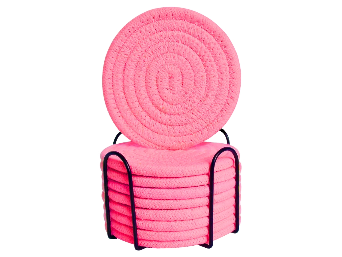HYMNORA 8 posavasos de tela - Con soporte, absorbentes, protección para mesas de madera