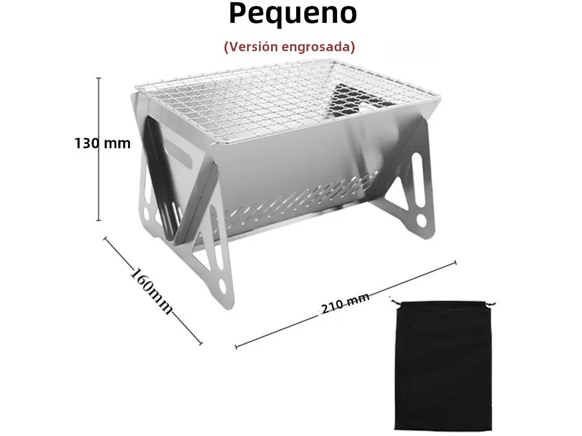 Parrilla De Carbón Portátil Para Acampar (pequeña), Parrilla Plegable Multifuncional De Acero Inoxidable.