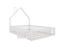 Cama infantil, madera maciza de pino, requiere montaje, blanca - 140x190