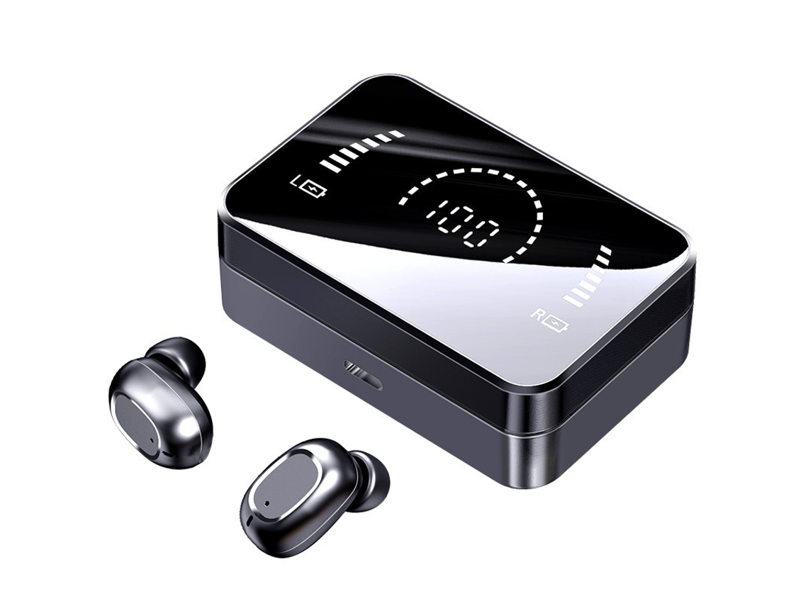 YEMAESRE Tws Auriculares Inalámbricos Espejados Tela Bluetooth Negro