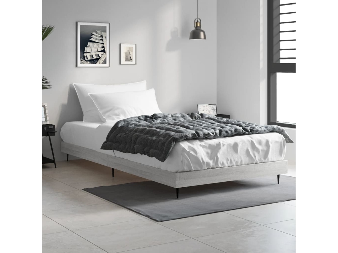 Estructura De Cama Madera De Ingeniería Gris Sonoma 90x190 Cm