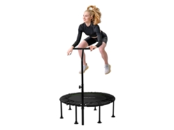 Trampolín De Fitness Hauki Ø102cm Verde, Silencioso Con Barra De Agarre Altura Regulable