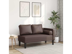 Chaise Longue Con Cojines Piel Sintética Marrón Lovely Home
