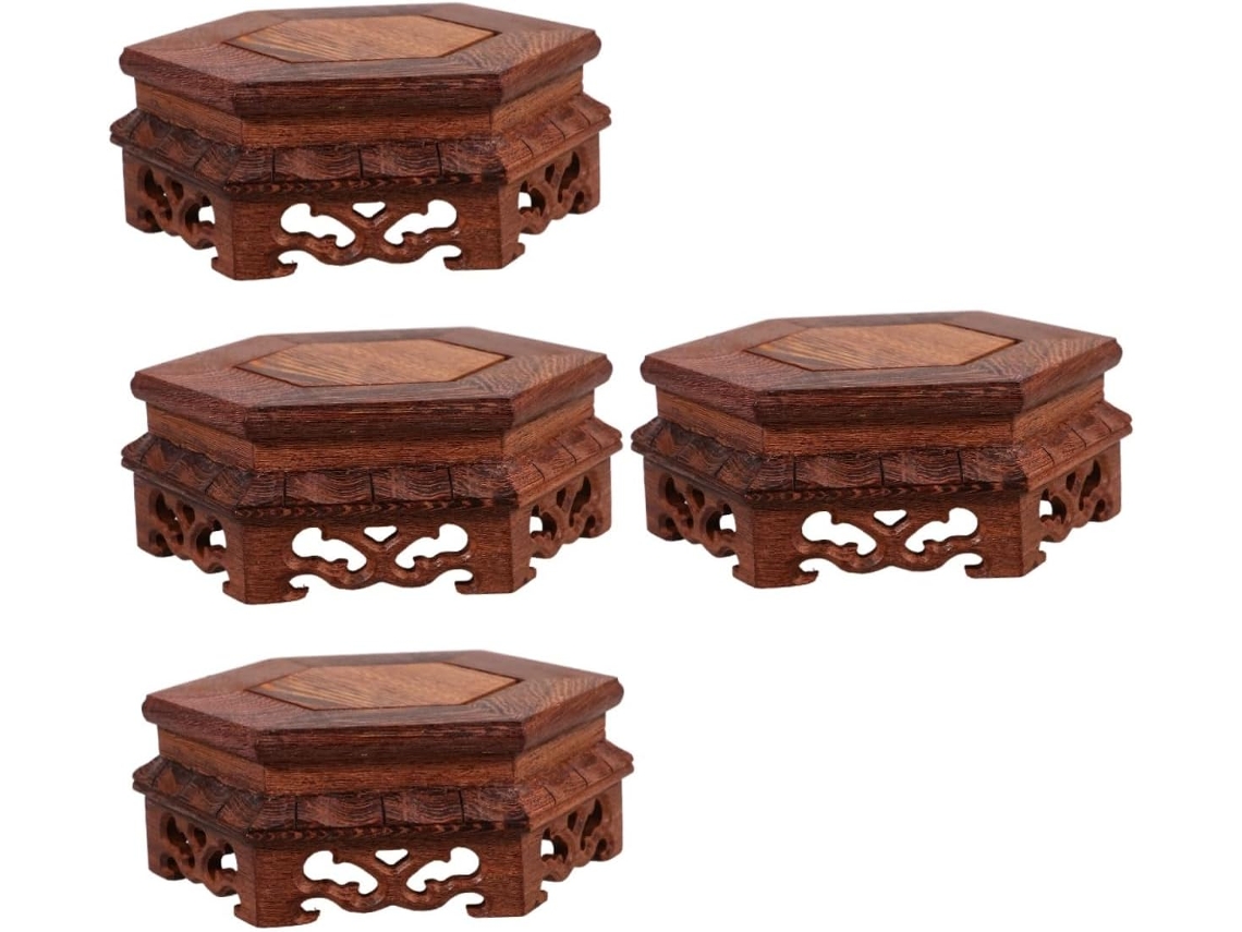 Soporte De Madera Para Macetas Con Base Retro (4 Piezas)