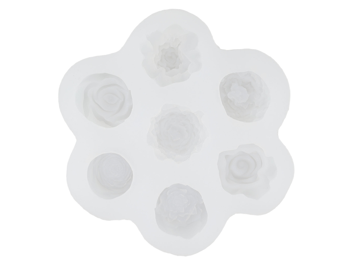 Molde De Silicona Con Forma De Rosa Y 7 Agujeros Para Decorar Pasteles, Cupcakes, Jabones Y Velas.