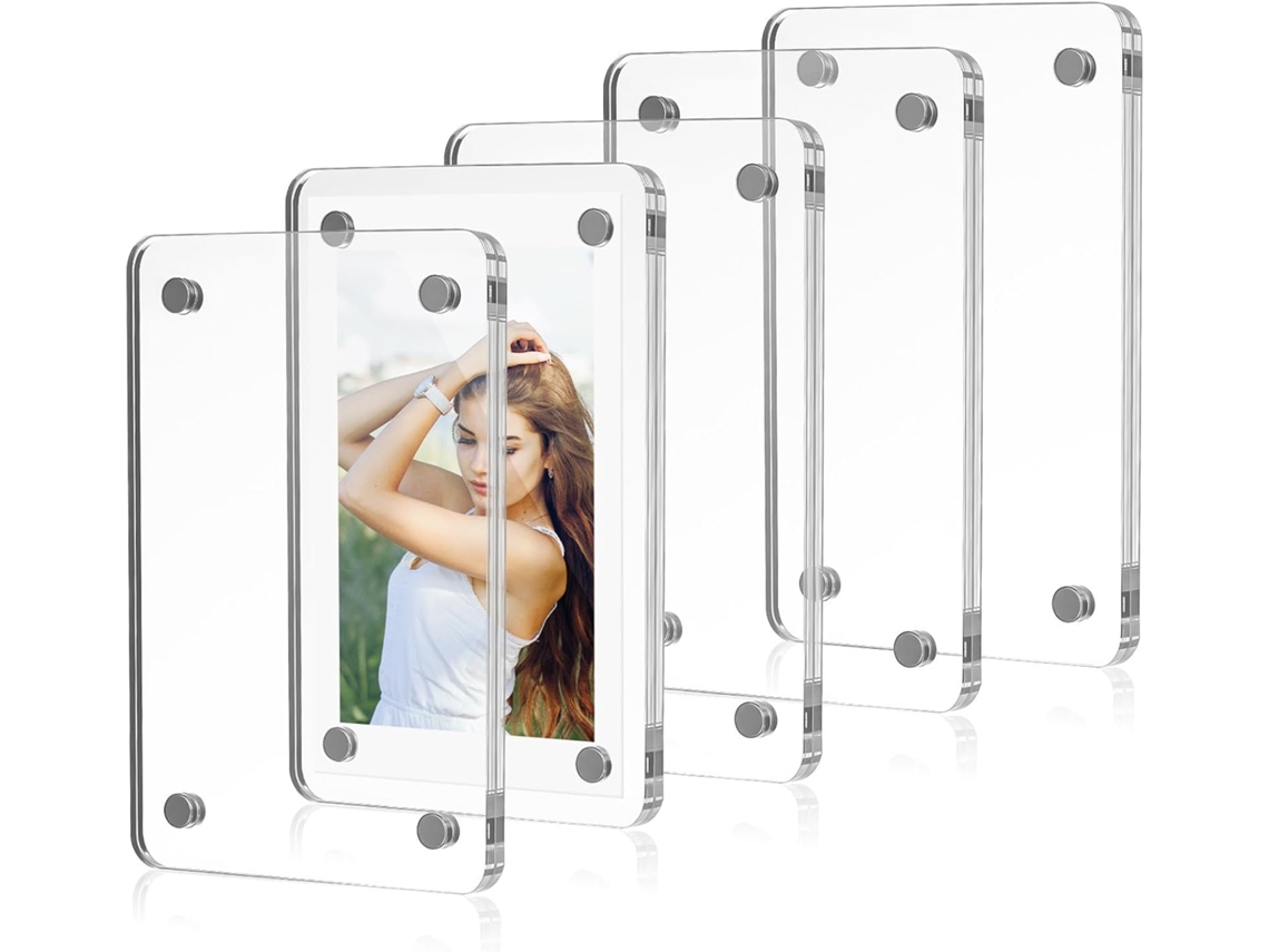 Juego 5 Marcos Fotos Magnéticos Acrílico 60x90 Doble Soporte Refrigerador Oficina Decoración Hogar Mm Cara