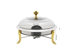 Chafing Dish redondo, acero inoxidable, diámetro interior de 28 cm, capacidad de 3 L, color plateado