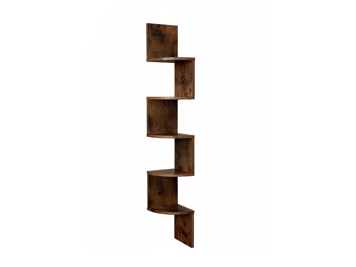 Relaxdays Estante De Canto Suspensa, 125 X 20 X 20 Cm, 5 Prateleiras, Mdf, Design Ziguezague, Castanha