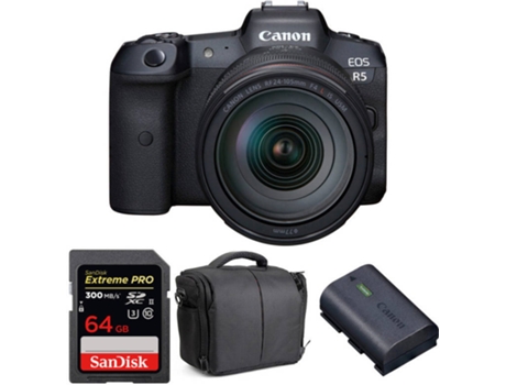 Kit Cámara Mirrorless, Objectivo y Accesorios CANON EOS R5 (45 MP - Sensor: Full Frame - ISO: 100 a 51200)