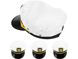 Ciieeo Juego De 4 Sombreros De Capitán Marinero Blancos, Talla Única Para Adultos, Accesorio De Disfraz