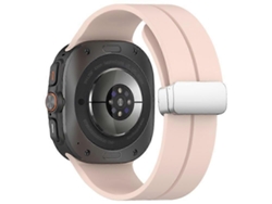 Correa de silicona para reloj inteligente Samsung Galaxy Watch Ultra de 47 mm con hebilla magnética plegable plateada Facpoet