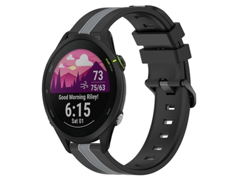 Correa de reloj inteligente para Garmin Forerunner 255 22 mm Correa de reloj de silicona vertical de dos colores (negro + gris)