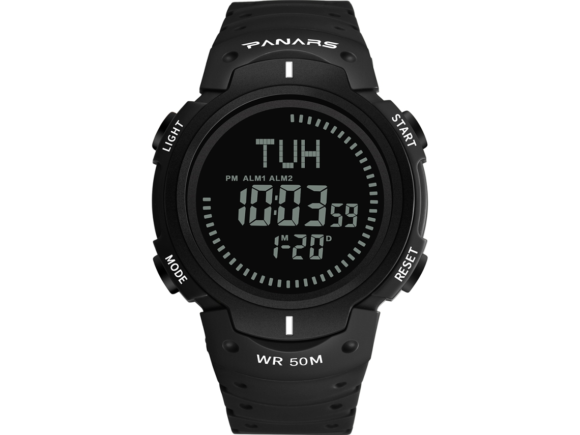 Reloj Digital Deportivo Multifuncional Impermeable Luminoso Para Hombre Panars Negro