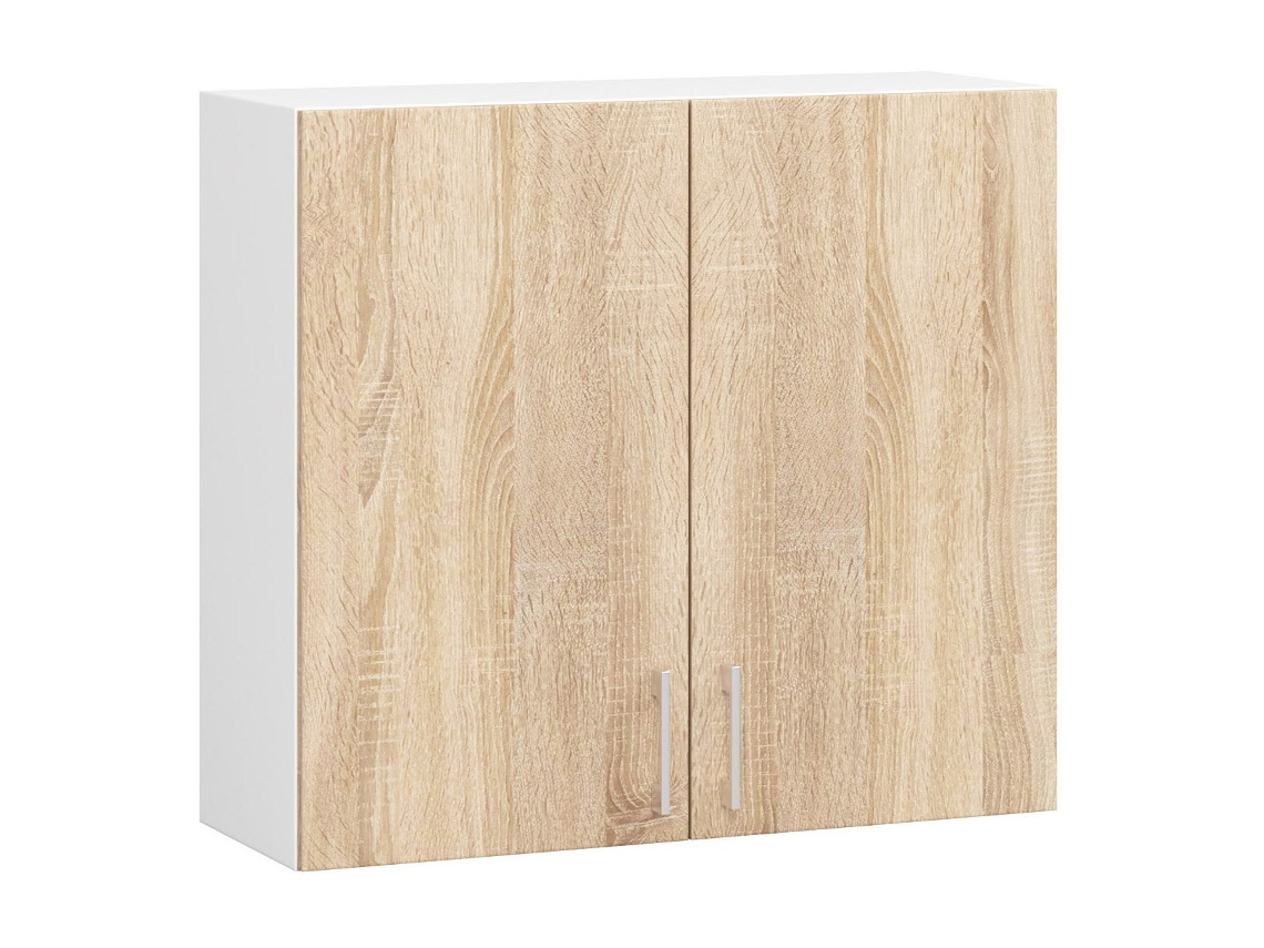 Armario de pared de cocina AKORD W80 sistema LIMA Blanco 80 cm 2 puertas Roble Sonoma mate 2 estantes 80x30,5x72 cm AKORD FURNITURE FACTORY