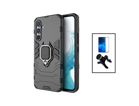 Kit De Película De Vidrio Templado De Cubierta Completa 5D 3X1 Soporte Magnético De Coche Reforzado Defensor Militar Para Samsung Galaxy A34 5G - N...