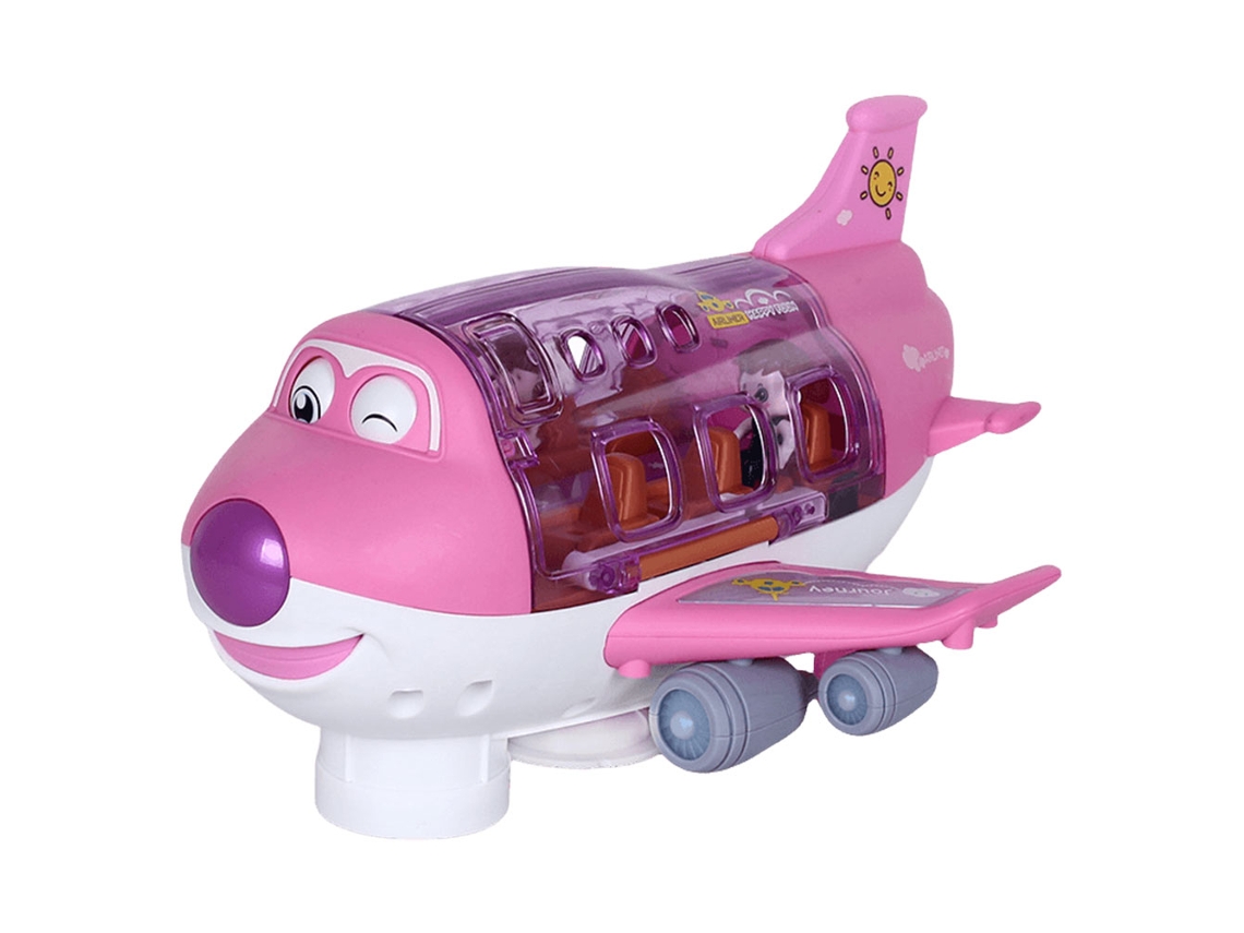 Avión Eléctrico Transformable Para Niños (rosa), De Plástico Abs, Con Simulador Musical.