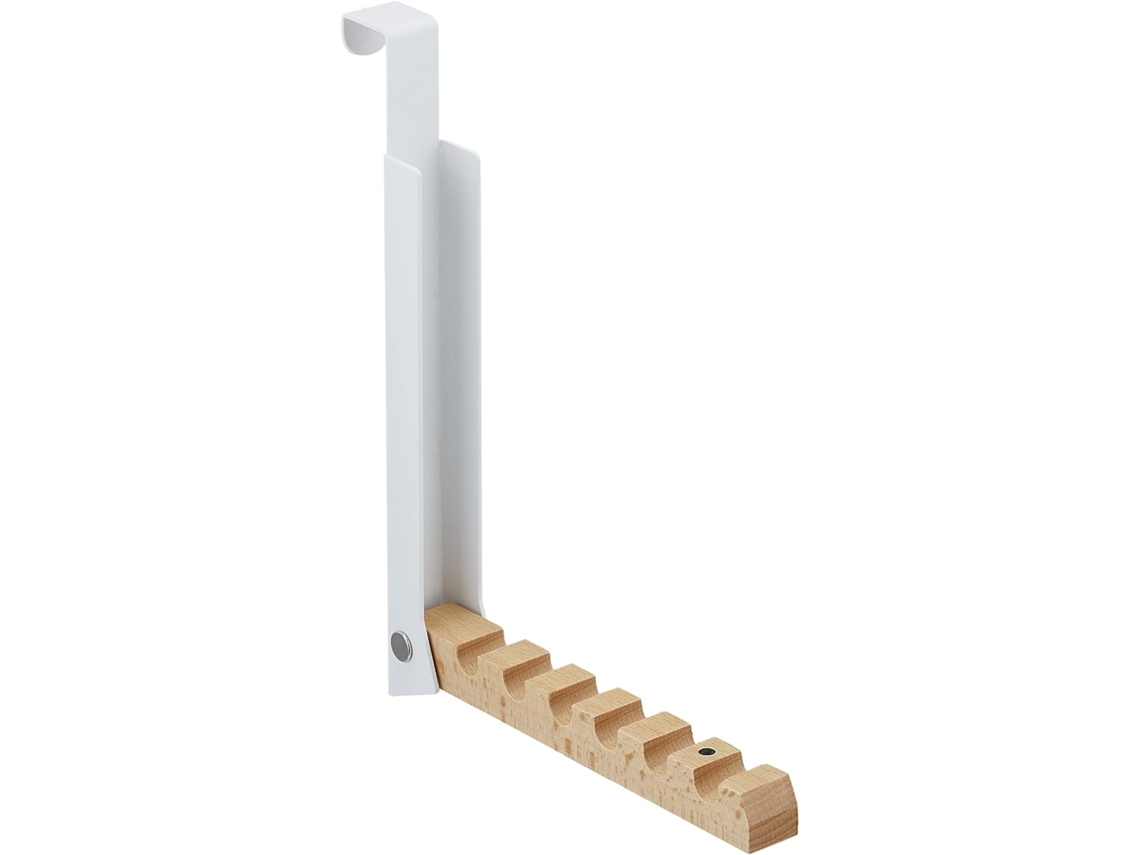 Gancho Porta Dobrável, 6 Cabides, Metal e Madeira, Branco ZYBLSSBB