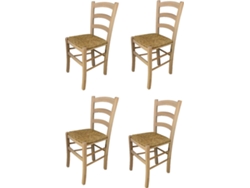 Conjunto de 4 Cadeiras T M C S Venezia U140GR (Castanho Claro - 88x43x46 cm - Madeira)