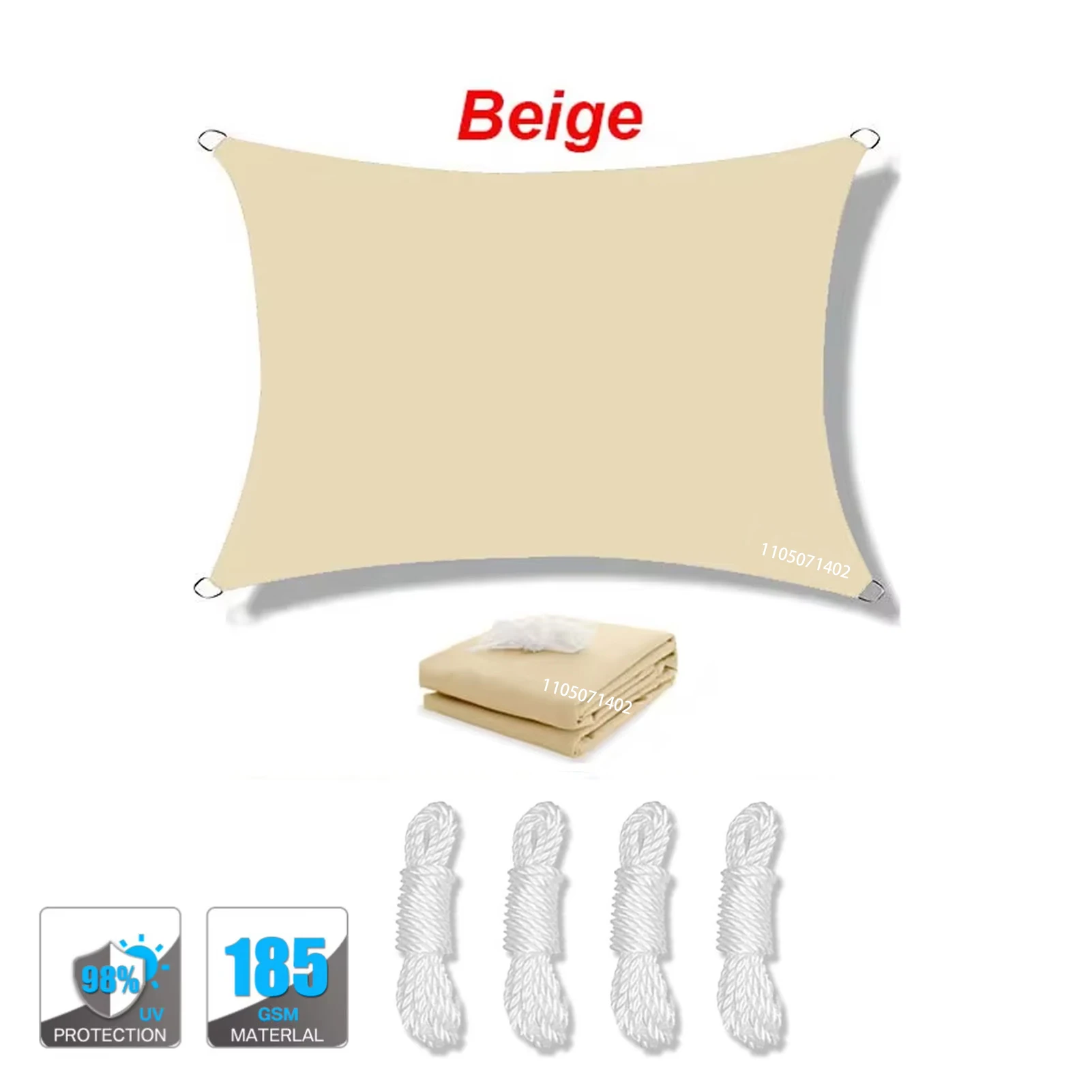 (beige, 300x500cm) Toldo Impermeable, Resistente A Los Rayos Uv, Apto Para Patios, Jardines, Terrazas, Etc., Con Anillas En D.
