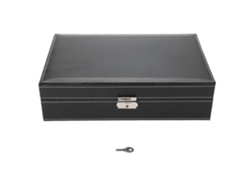Caja de almacenamiento de relojes de piel sintética con 8 compartimentos y espejo para joyas.