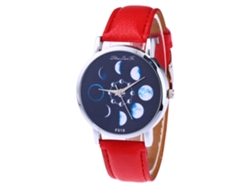 Reloj De Cuarzo Zhoulianfa F618-a Con Correa De Cuero, Moda Deportiva Para Mujer/hombre, Rojo.
