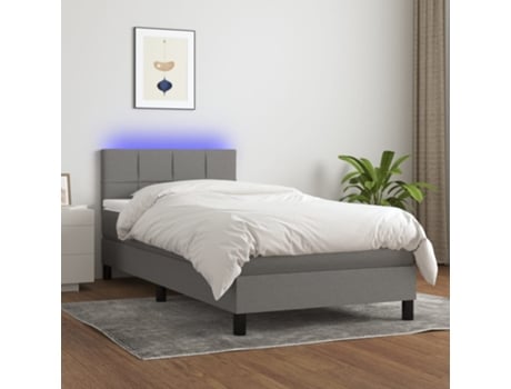 Cama con somier VIDAXL (Gris - Tela - 193 x 90 x 88 cm)