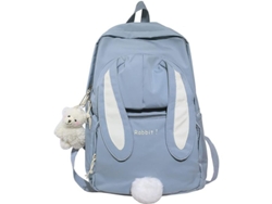 2026-mochila Kawaii Conejo Con Orejas Largas Y Colgante De Oso Para Estudiantes Adolescentes Azul